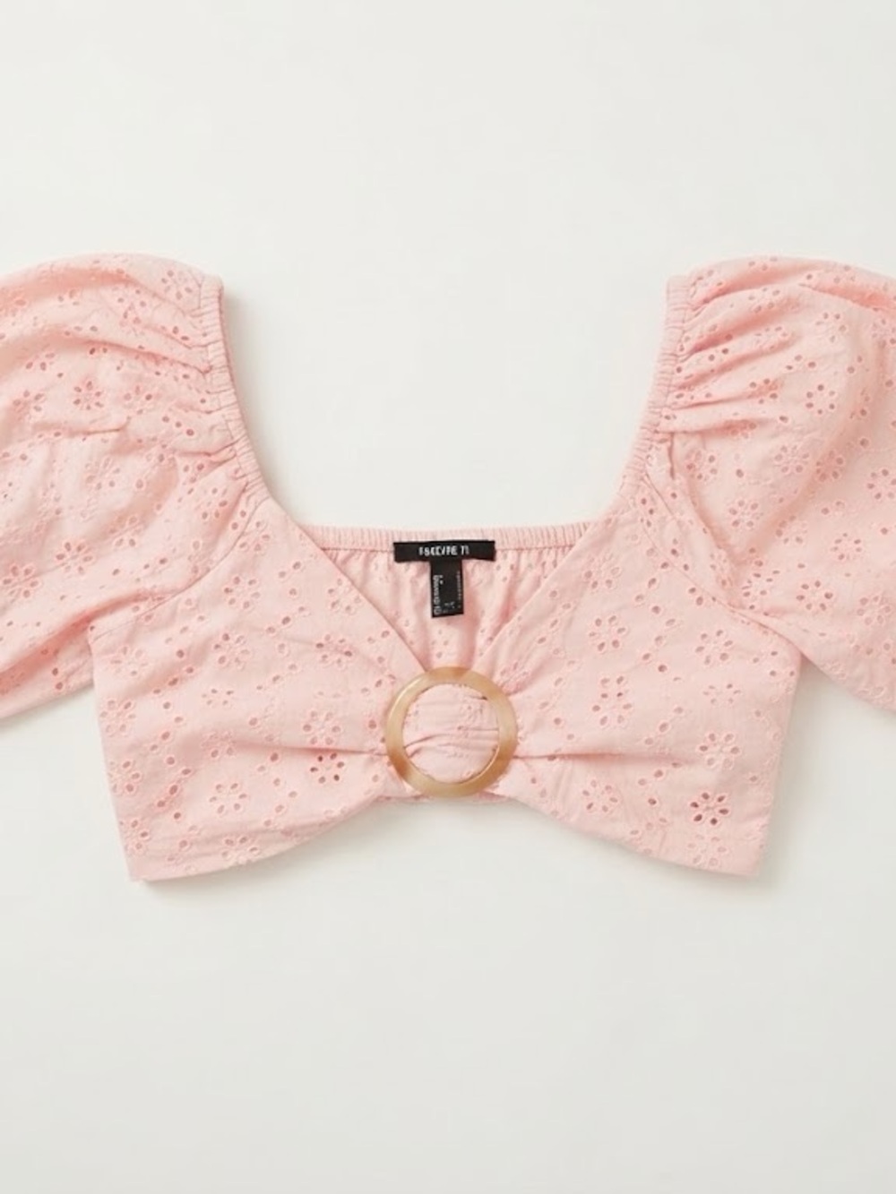 Forever 21 Pink Eyelet Ring-Detail Crop Top